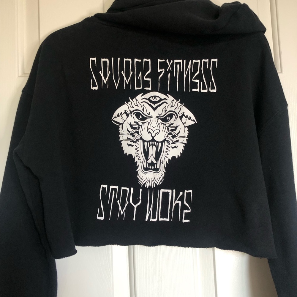 Black Cropped Hoodie - Picture 4 of 6